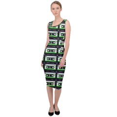 Green Cassette Sleeveless Pencil Dress