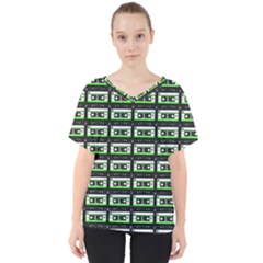 Green Cassette V-Neck Dolman Drape Top