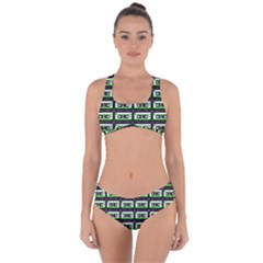 Green Cassette Criss Cross Bikini Set