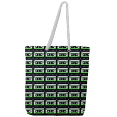 Green Cassette Full Print Rope Handle Tote (Large)