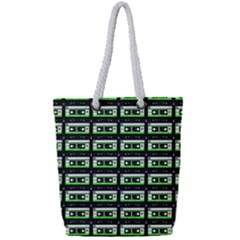 Green Cassette Full Print Rope Handle Tote (Small)