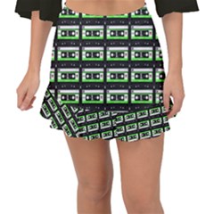 Green Cassette Fishtail Mini Chiffon Skirt