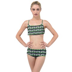 Green Cassette Layered Top Bikini Set