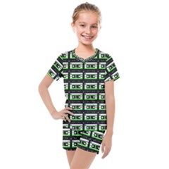 Green Cassette Kids  Mesh Tee and Shorts Set