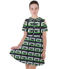 Green Cassette Short Sleeve Shoulder Cut Out Dress 