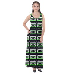 Green Cassette Sleeveless Velour Maxi Dress