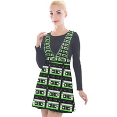 Green Cassette Plunge Pinafore Velour Dress