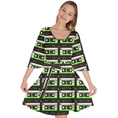 Green Cassette Velour Kimono Dress