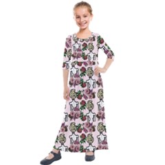 Victorian Girl Pink Kids  Quarter Sleeve Maxi Dress by snowwhitegirl