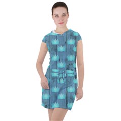 Zen Lotus Wood Wall Blue Drawstring Hooded Dress by snowwhitegirl