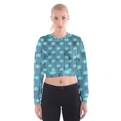 Zen Lotus Wood Wall Blue Cropped Sweatshirt