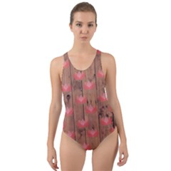 Zen Lotus Wood Wall Cut-out Back One Piece Swimsuit by snowwhitegirl