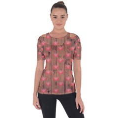 Zen Lotus Wood Wall Shoulder Cut Out Short Sleeve Top by snowwhitegirl