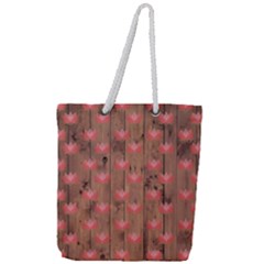 Zen Lotus Wood Wall Full Print Rope Handle Tote (large)