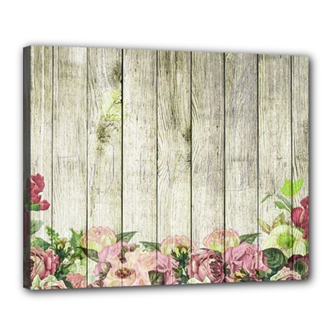 Floral Wood Wall Canvas 20  X 16  (stretched)