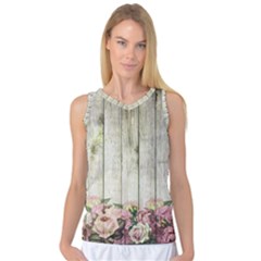 Floral Wood Wall Women s Basketball Tank Top