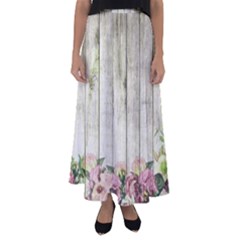 Floral Wood Wall Flared Maxi Skirt by snowwhitegirl