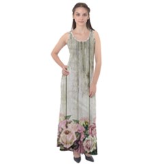 Floral Wood Wall Sleeveless Velour Maxi Dress