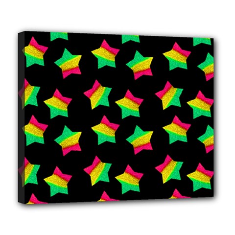 Ombre Glitter Pink Green Star Pat Deluxe Canvas 24  X 20  (stretched) by snowwhitegirl