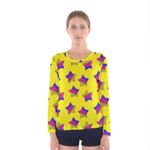 Ombre Glitter  Star Pattern Women s Long Sleeve Tee by snowwhitegirl