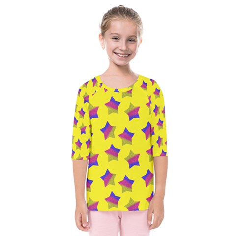 Ombre Glitter  Star Pattern Kids  Quarter Sleeve Raglan Tee by snowwhitegirl