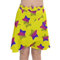 Ombre Glitter  Star Pattern Chiffon Wrap Front Skirt by snowwhitegirl