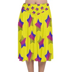 Ombre Glitter  Star Pattern Velvet Flared Midi Skirt by snowwhitegirl