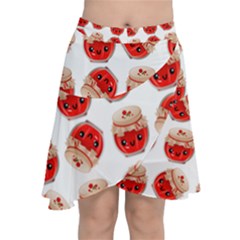 Kawaii Jam Jar Pattern Chiffon Wrap Front Skirt