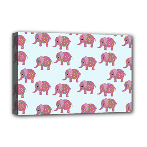 Pink Flower Elephant Deluxe Canvas 18  X 12  (stretched)