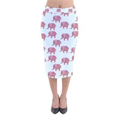 Pink Flower Elephant Velvet Midi Pencil Skirt by snowwhitegirl