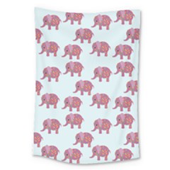 Pink Flower Elephant Large Tapestry