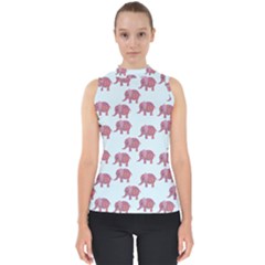 Pink Flower Elephant Mock Neck Shell Top by snowwhitegirl