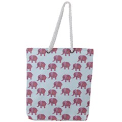 Pink Flower Elephant Full Print Rope Handle Tote (large) by snowwhitegirl