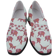 Pink Flower Elephant Women s Chunky Heel Loafers by snowwhitegirl