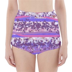 Abstract Pastel Pink Blue High-waisted Bikini Bottoms