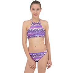 Abstract Pastel Pink Blue Racer Front Bikini Set by snowwhitegirl