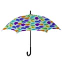 Colorful Leaves Blue Hook Handle Umbrellas (Small) View3