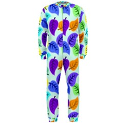 Colorful Leaves Blue Onepiece Jumpsuit (men) 