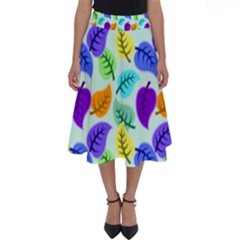 Colorful Leaves Blue Perfect Length Midi Skirt by snowwhitegirl