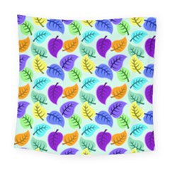 Colorful Leaves Blue Square Tapestry (large)