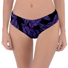 Tropical Leaves Purple Reversible Classic Bikini Bottoms