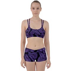 Tropical Leaves Purple Perfect Fit Gym Set by snowwhitegirl