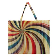 Abstract Rainbow Swirl Zipper Large Tote Bag