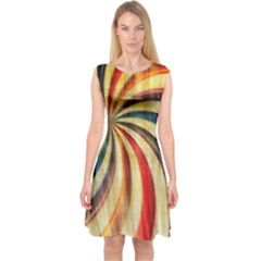 Abstract Rainbow Swirl Capsleeve Midi Dress by snowwhitegirl