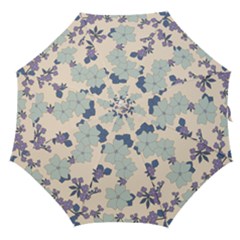 Vintage Floral Blue Pattern Straight Umbrellas by snowwhitegirl