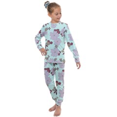 Vintage Floral Lilac Pattern Kids  Long Sleeve Set 