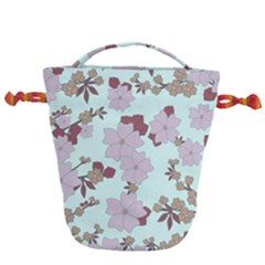 Vintage Floral Lilac Pattern Drawstring Bucket Bag by snowwhitegirl
