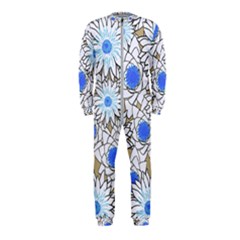 Vintage White Blue Flowers Onepiece Jumpsuit (kids)