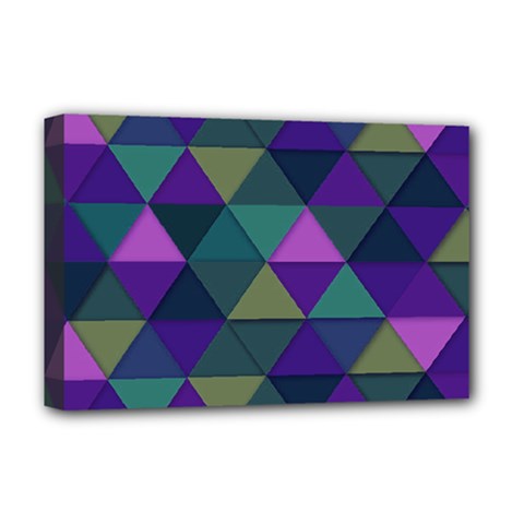 Blue Geometric Deluxe Canvas 18  X 12  (stretched) by snowwhitegirl