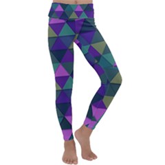 Blue Geometric Kids  Lightweight Velour Classic Yoga Leggings by snowwhitegirl